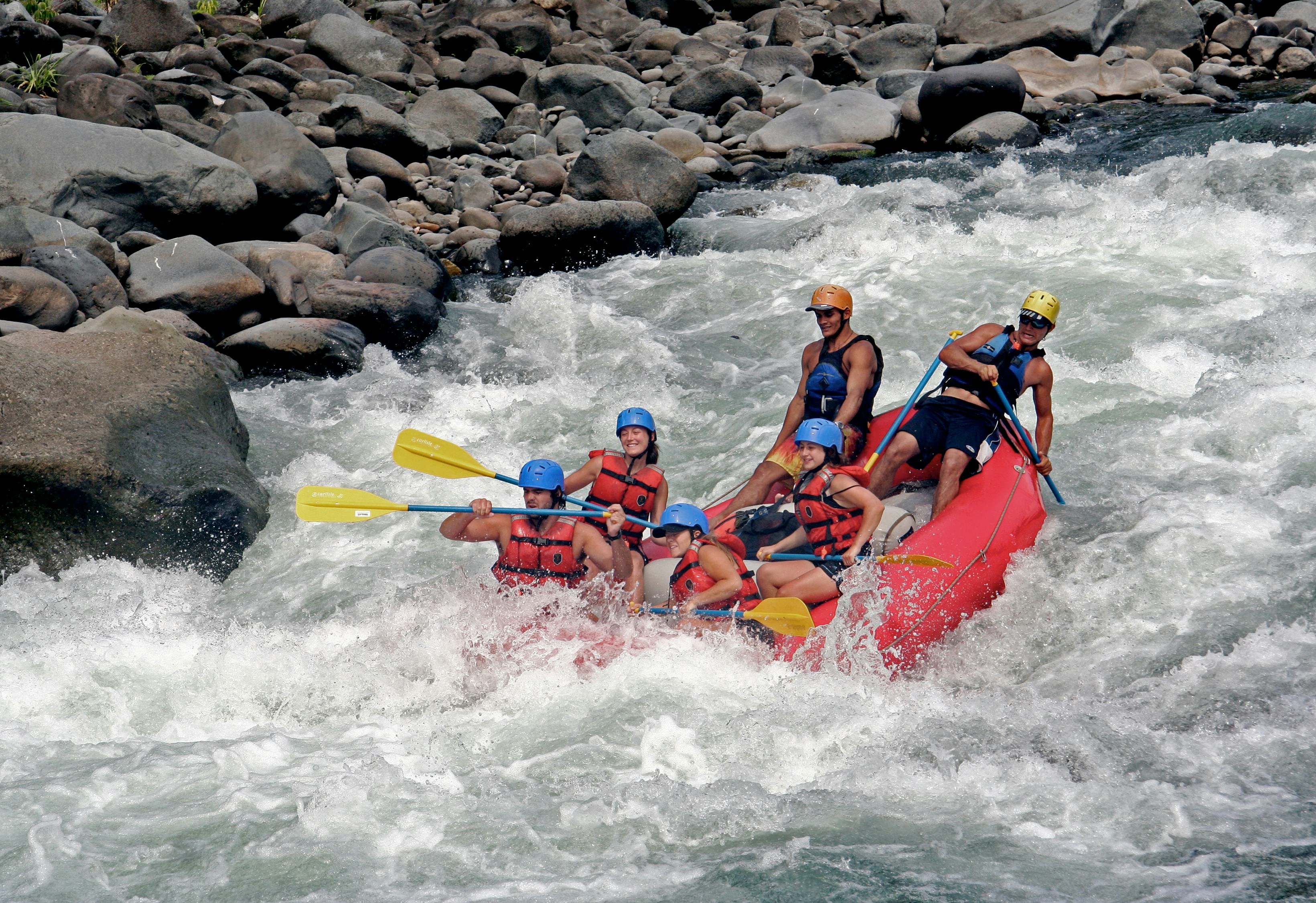 Rafting team on rapids